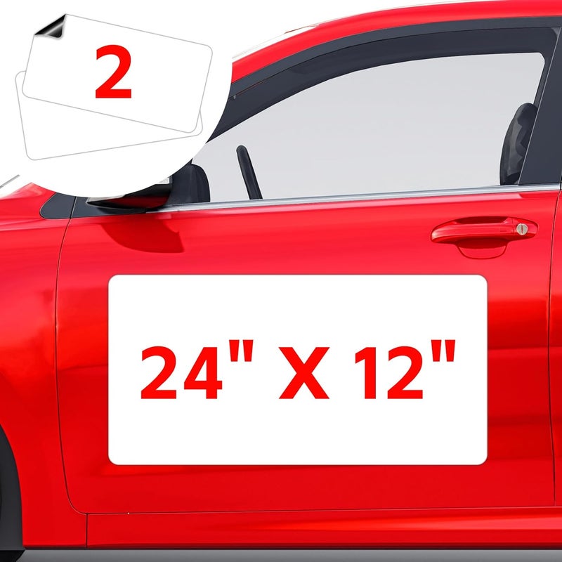 AzReference 2 Pack Blank Magnets, 24" x 12" Rounded Corners Magnetic Signs for Vehicles, Advertise Business, Protect Car - Image 1